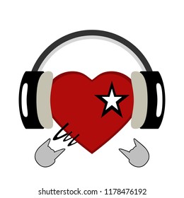 Heart headphone rock music