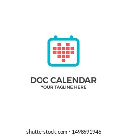 Heart Health Care Doctor Calendar Booking Vector Abstract Illustration Logo Icon Design Template Element