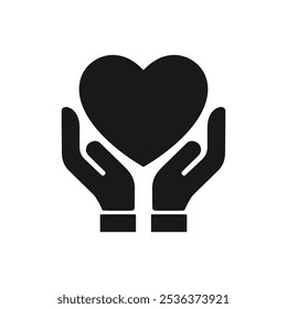 Heart health care symbol. Hands holding heart. Charity Vector illustration.