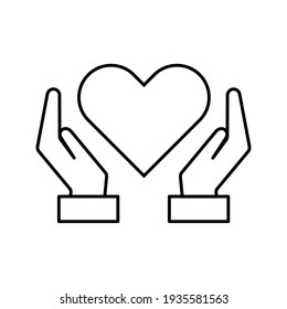 heart health care symbol line black icon on white background