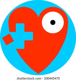 Heart with a health care symbol and an open eye