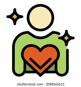 Heart health control icon. Outline heart health control vector icon color flat isolated