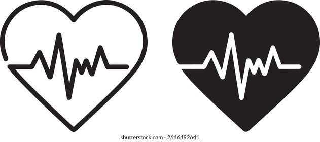 Heart Health Graphics Depicting Cardiovascular Wellness and Vitality with Heartbeat Lines in Both a Positive and Negative Presentation