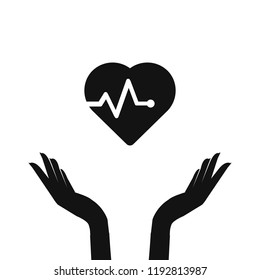 heart, health in hands. vector illustration