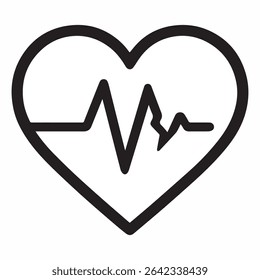 Heart Health Icon Representing Cardiovascular Wellness and Healthy Lifestyle Choices with Electrocardiogram Signal Displayed Inside the Heart Shape