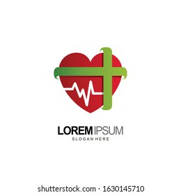 heart health logo, love and care design template