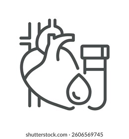 Heart Health Panel Icon. Simple Line Illustration of Comprehensive Blood Panel Analysis Focusing on Cardiovascular and Metabolic Health for Diagnostic Evaluation