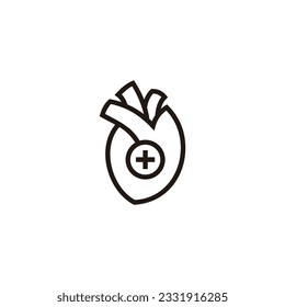 heart health plus medical line symbol vector 
