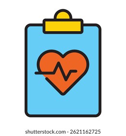 Heart health report and medical checkup icon	

