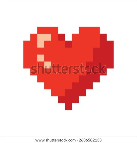 Heart. Health scale. Game elements. Retro 8 bit icons for old school platformer video game. Pixel art. Vector illustration isolated on white background.