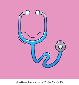 Heart health stethoscope examination pulse icon mascot symbol illustration. Doctor and nurse equipment