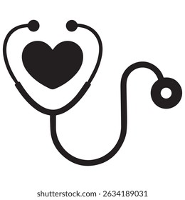 Heart Health Stethoscope Icon Medical Care, Cardiology, Wellness Symbol	
