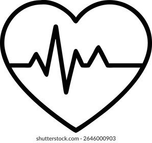 A heart health vector icon for medical design, perfect for cardiology and heartbeat monitoring concepts, representing vital signs and care.