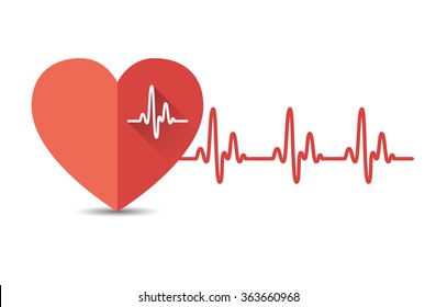 Corazón con latido, electrocardiograma. Ilustración del vector