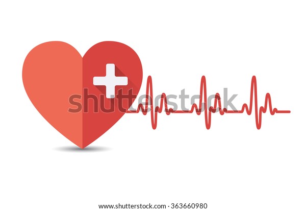 Heart Heartbeat Electrocardiogram Vector Illustration Stock Vector ...