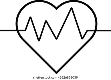 Heart with heartbeat line icon. Cardiology Service Continuous. healthcare and medicine. cardiovascular exercise
