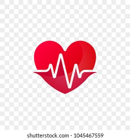 Heart and heartbeat logo vector icon. Isolated modern heart symbol for cardiology medical center or charity, Valentine love or wedding greeting card fashion design for web social net application