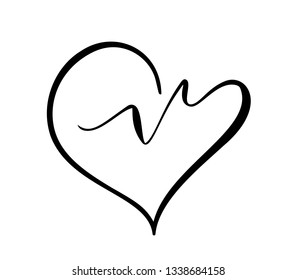 Heart and heartbeat logo vector icon. Isolated modern heart symbol for cardiology medical center or charity, Valentine love or wedding greeting card fashion design for web social net application