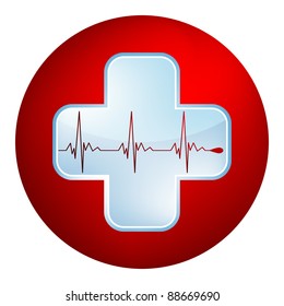 Heart and heartbeat symbol. Easy Editable Template. Without a transparency. EPS 8 vector file included