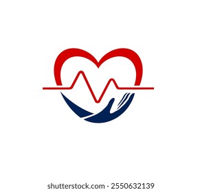 heart and heartbeat symbol, icon, medical, vector art.