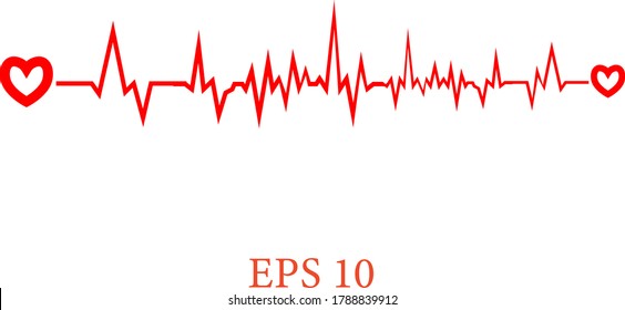 Heart and heartbeat symbol on reflective surface , Heart pulse, one line. Love beat. heart rhythm set, Electrocardiogram, ECG - EKG signal, Beat pulse line concept design. 