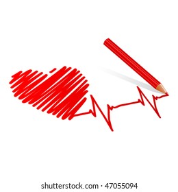 Heart and heartbeat. Vector.