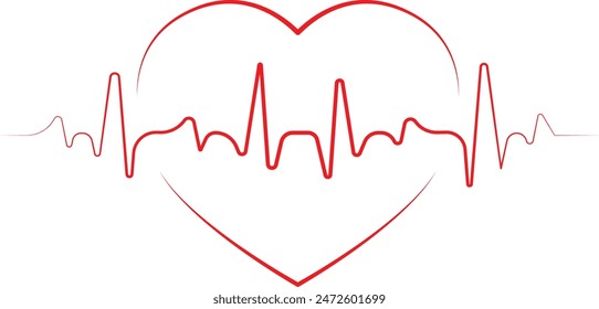 heart with heartbeat vector eps 10	