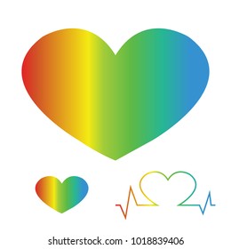 Heart and heartbeat. Vector set