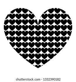 Heart with hearts inside Heart pattern in heart icon black color vector illustration flat style simple image