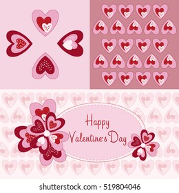 Heart. Hearts pink and red. Pattern. Banner. Valentine's day. Vector.