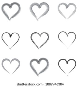 Heart hearts set hand made vector