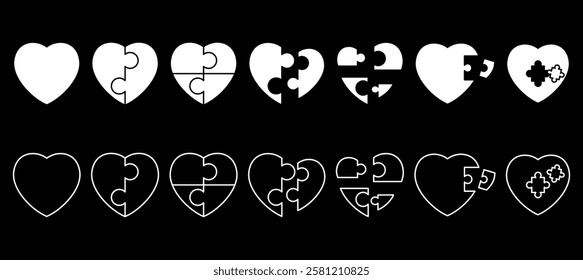  heart.set of hearts.colorful hearts.hearts puzzle.broken heart.broken feelings.love icons hearts