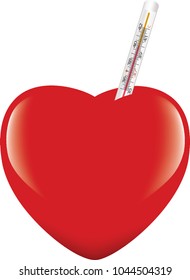 heart with heat measuring thermometer