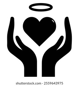 Heart Held in Caring Hands Graphic