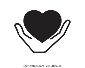 Heart held in protective hands, symbolizing care and love.