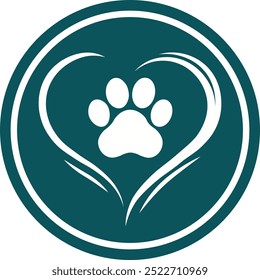 Coração realçado com pet footprint - Amor pet