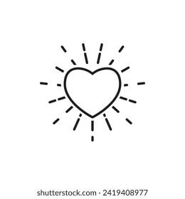 Heart hipster sunburst icon, heart sunburst symbol, vector illustration