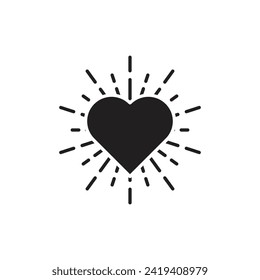 Heart hipster sunburst icon, heart sunburst symbol, vector illustration