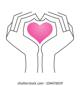 heart in his hands. vector