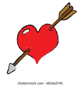 heart hit by an arrow - cartoon concept