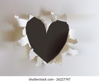 heart hole in paper