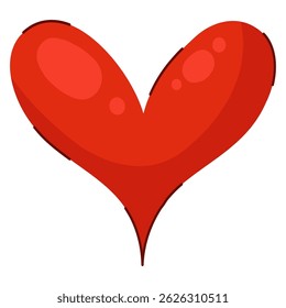 Coração para Eventos de Férias em Estilo Plano Desenhado à Mão Bonito com Decorações de Linha Sutil. Dia dos namorados ícone de forma de coração vermelho isolado no fundo branco. Símbolo de amor artístico e criativo perfeito para