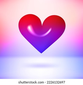 Heart with holographic effect. 3d vector illustration