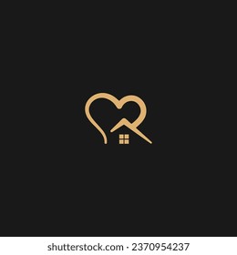 Heart Home icon. Love symbol, Flat design style,
