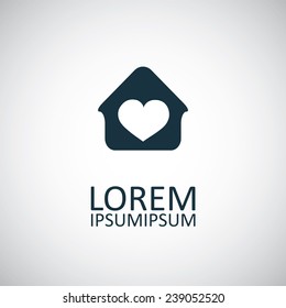 heart home icon on white background 