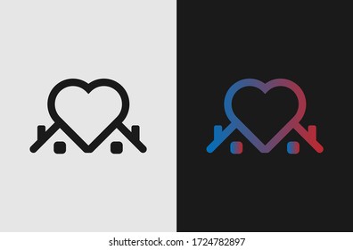 	
Heart with home shape designed as a logo or icon. This icons prepared for coronovirus (covid-19) Remarkable icons shows messages ''stay home'' or ''stay safe''.