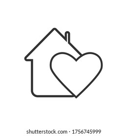 Heart with a home shape in the form of a logo or icon. Vector illustration
