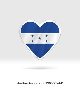 Heart from Honduras flag. Silver button star and flag template. Easy editing and vector in groups. National flag vector illustration on white background.