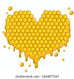 Heart of honeycombs. Vector graphics isolated on white background.