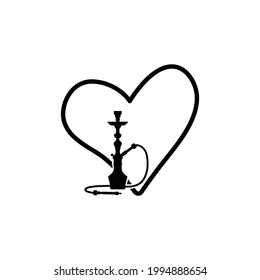 plantilla de logotipo de icono de corazón con hookah 
